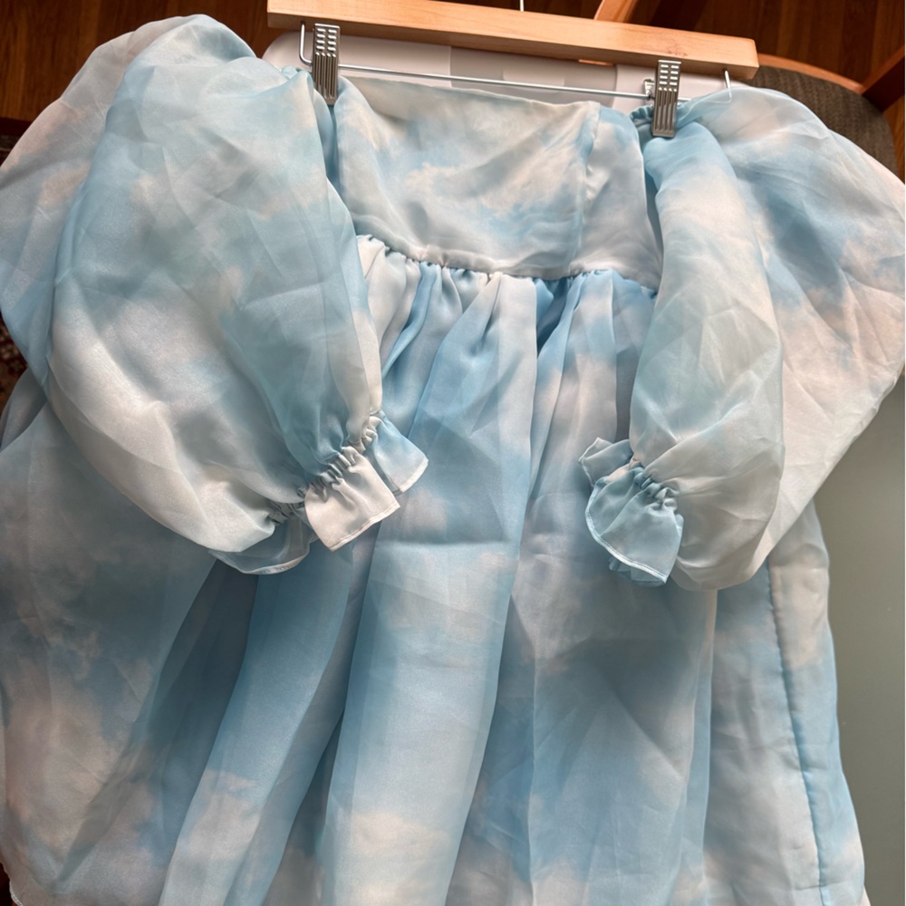 Selkie Light Blue Gathered Dress